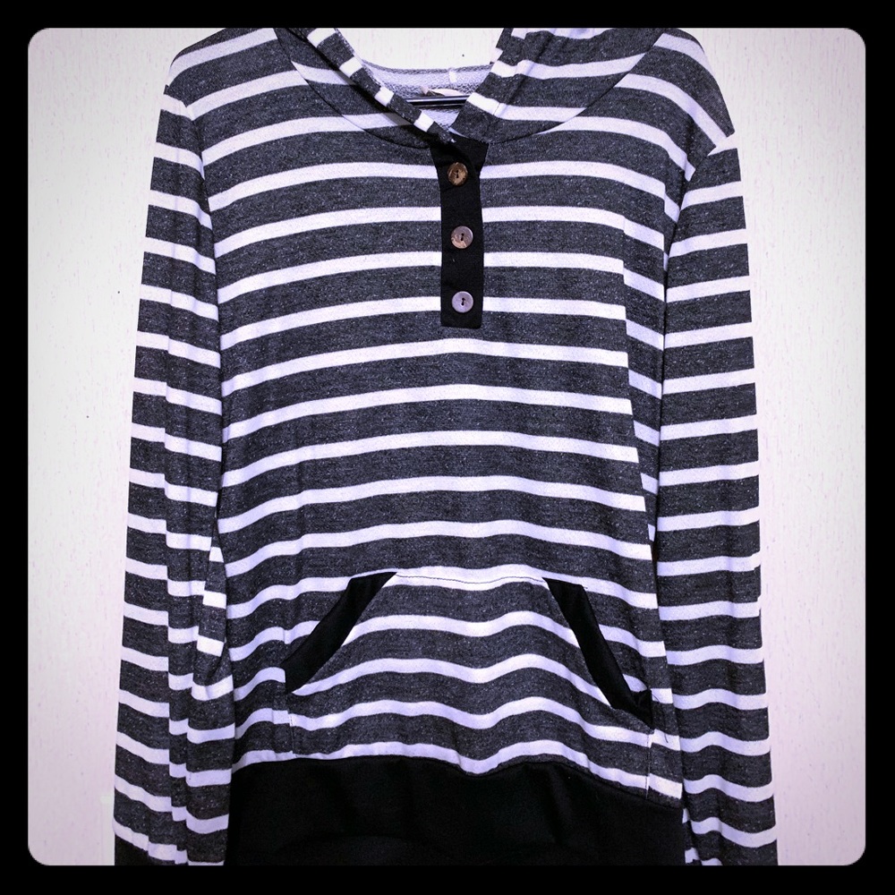 Grey striped hoodie